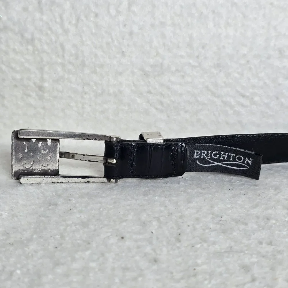 Brighton Black Textured Leather Brilliant Silver Work 3/4